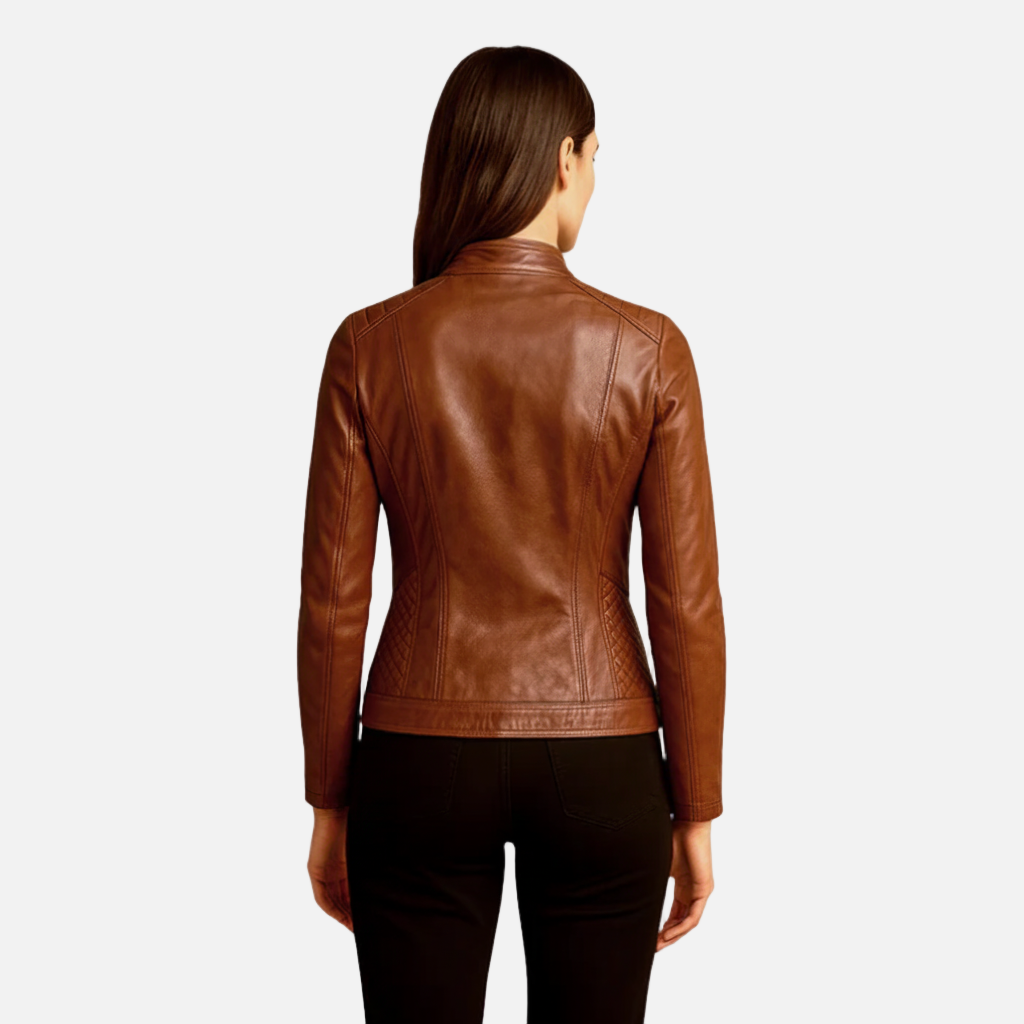 Lauvin | Women’s Slim-Fit Zip-Up Leather Moto Jacket