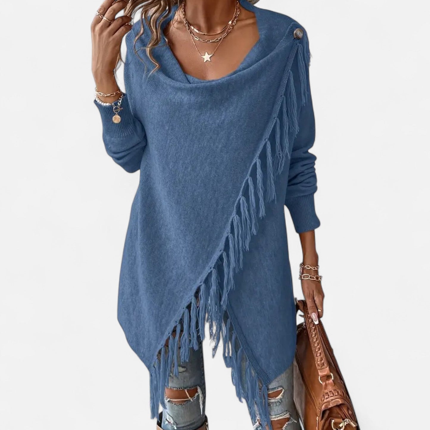 Lauvin | Women’s Fringe Tassel Draped Neckline Shawl