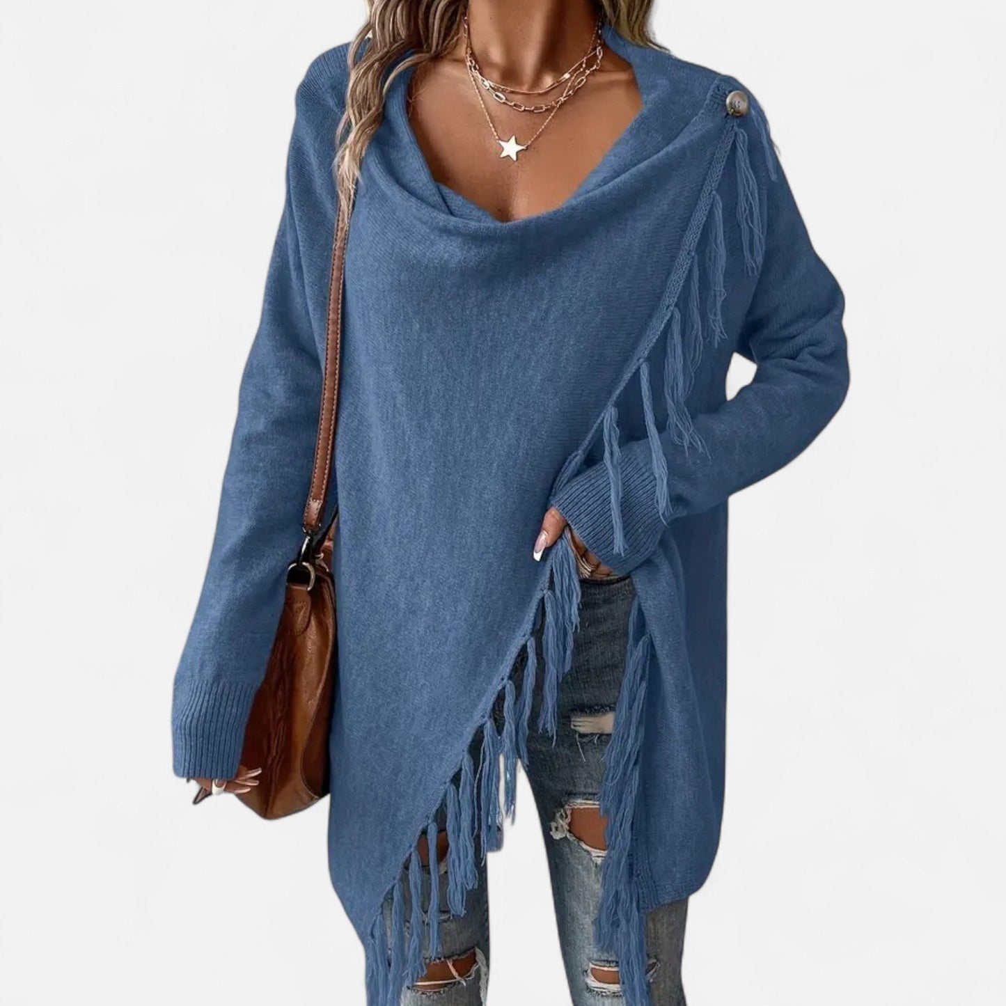 Lauvin | Women’s Fringe Tassel Draped Neckline Shawl
